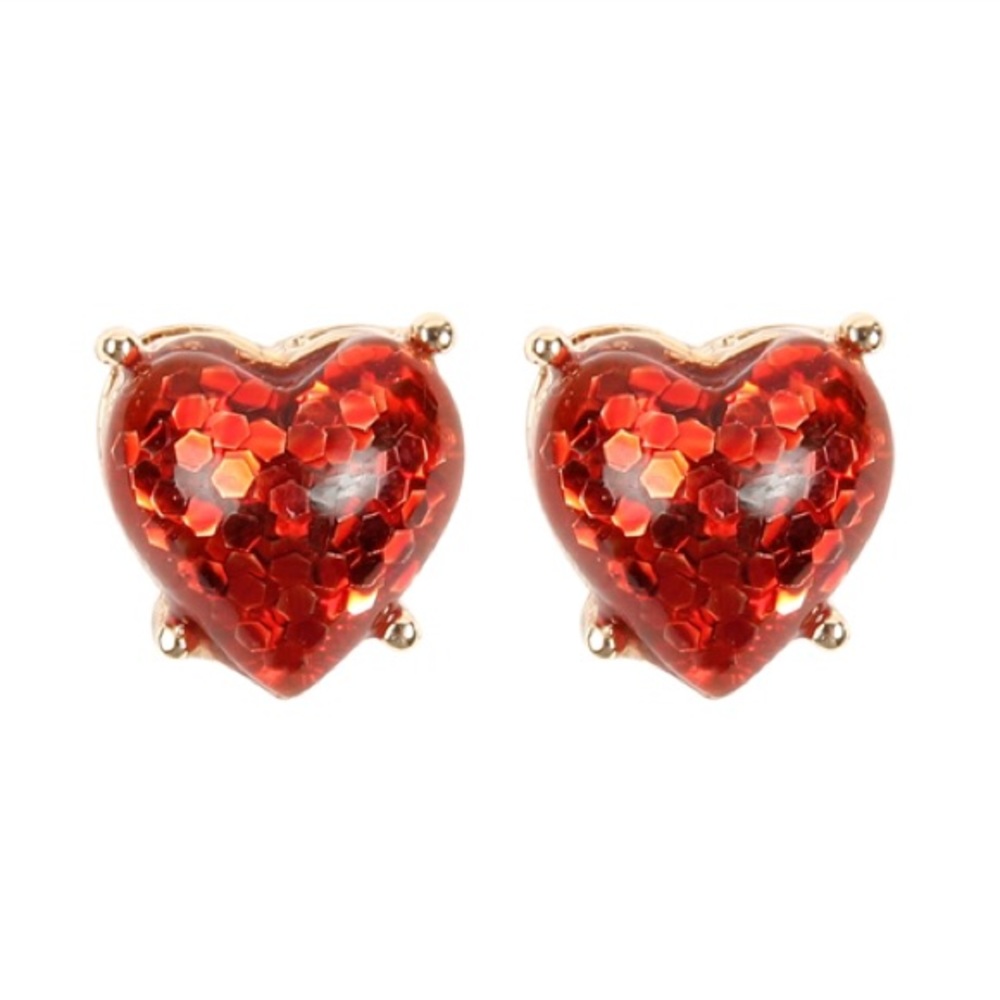 Heart Post Earrings Red